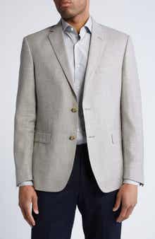 Regular Fit Textured Wool & Linen Mélange Sport Coat