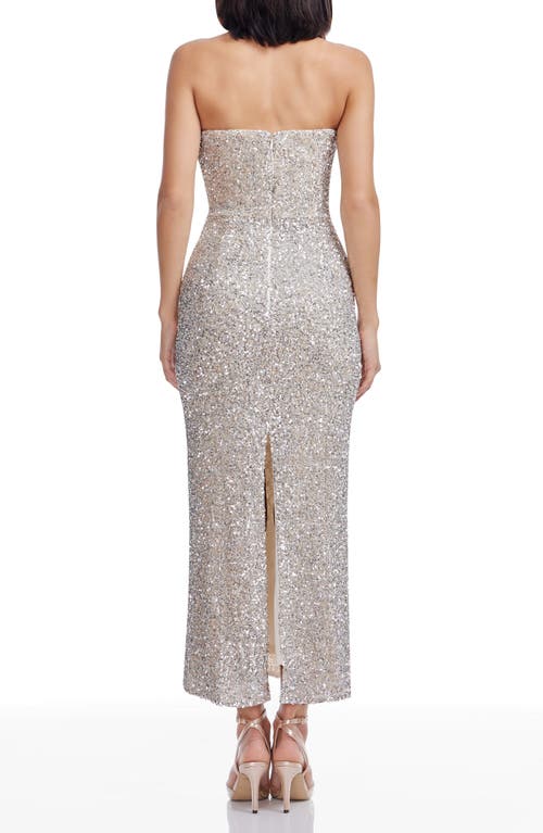 Dress The Population Vada Paillette Strapless Gown In Silver