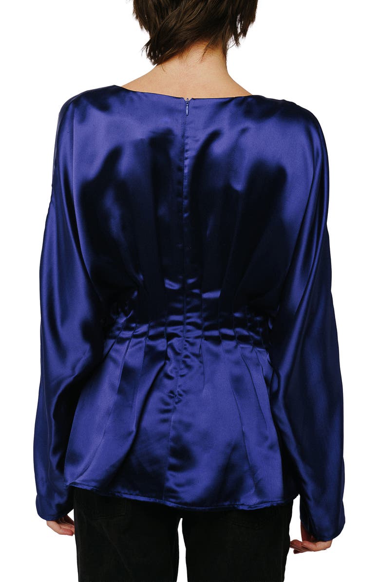 CIEBON Viera Satin Peplum Hem Blouse, Alternate, color, Cobalt