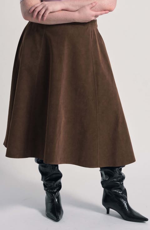 Abi Faux Suede Midi Skirt
