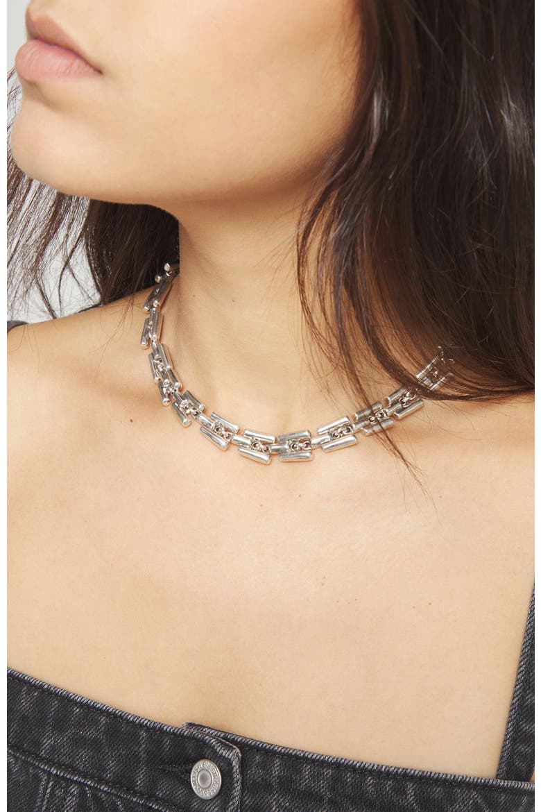 Sterling Silver Plated Necklace With Links, Alternate, color, Silver
