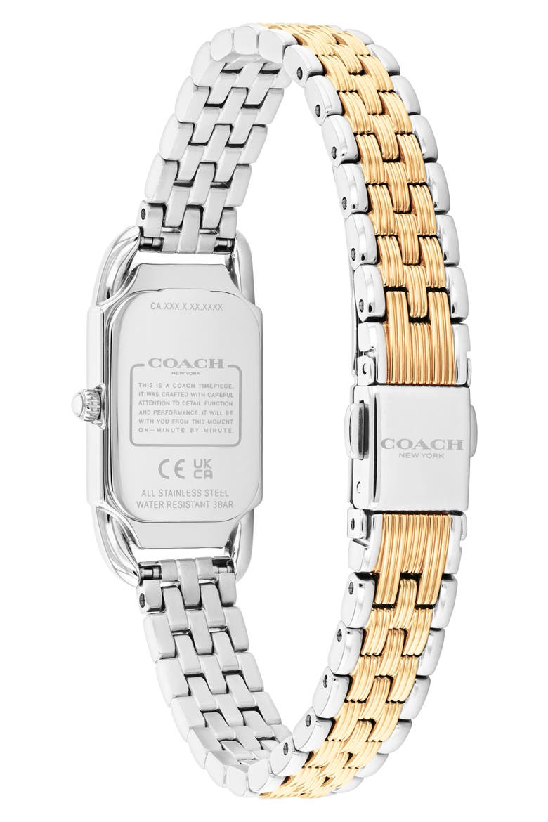 Cadie Rectangular Bracelet Watch, 17.5mm x 28.5mm, Alternate, color, SILVER GOLD