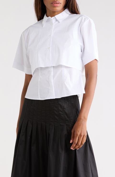 Short Sleeve High-Low Button-Up Shirt