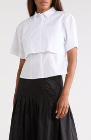 JASON WU Short Sleeve High-Low Button-Up Shirt