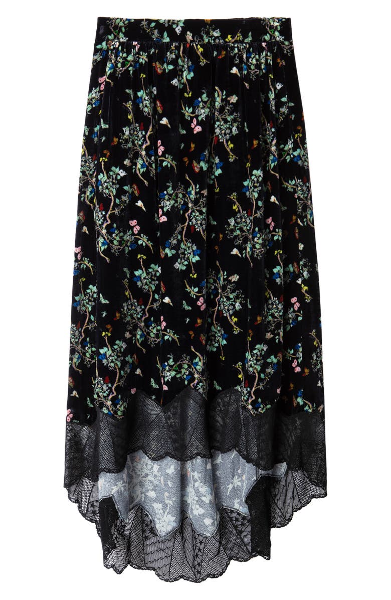 Zadig & Voltaire Joslin Floral Velvet Lace Hem Skirt, Alternate, color, 