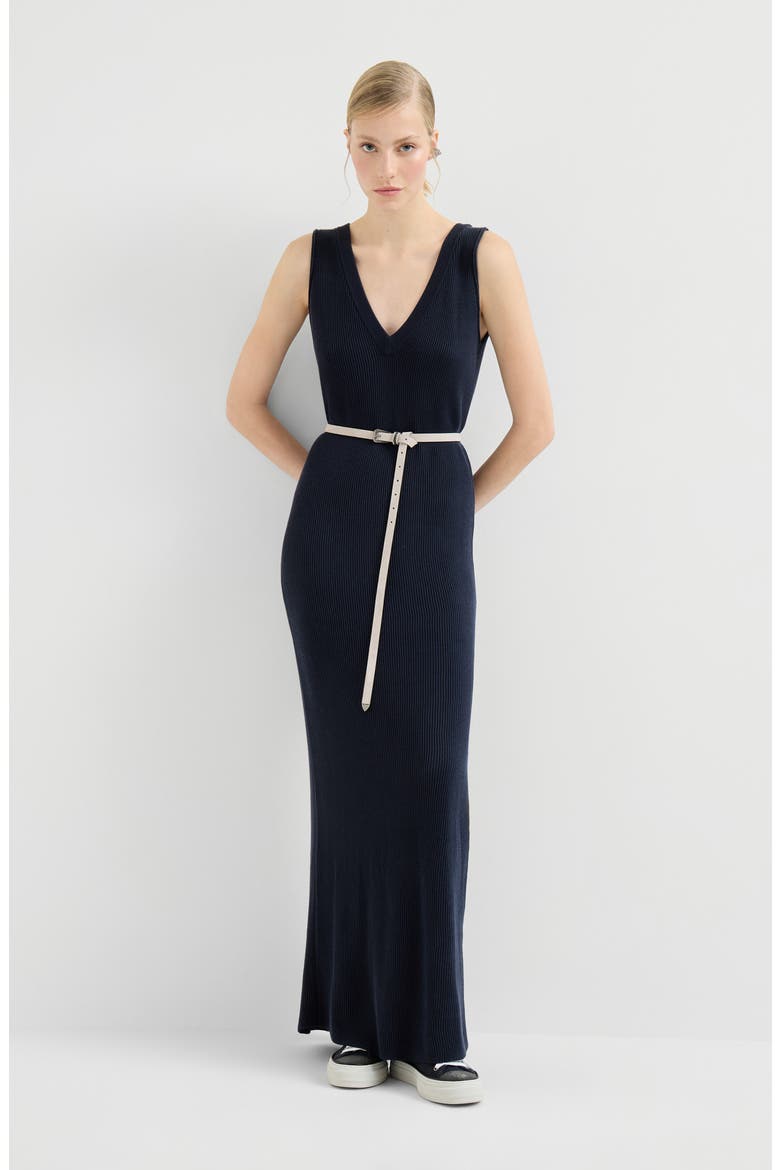Rib knit dress, Alternate, color, Blue