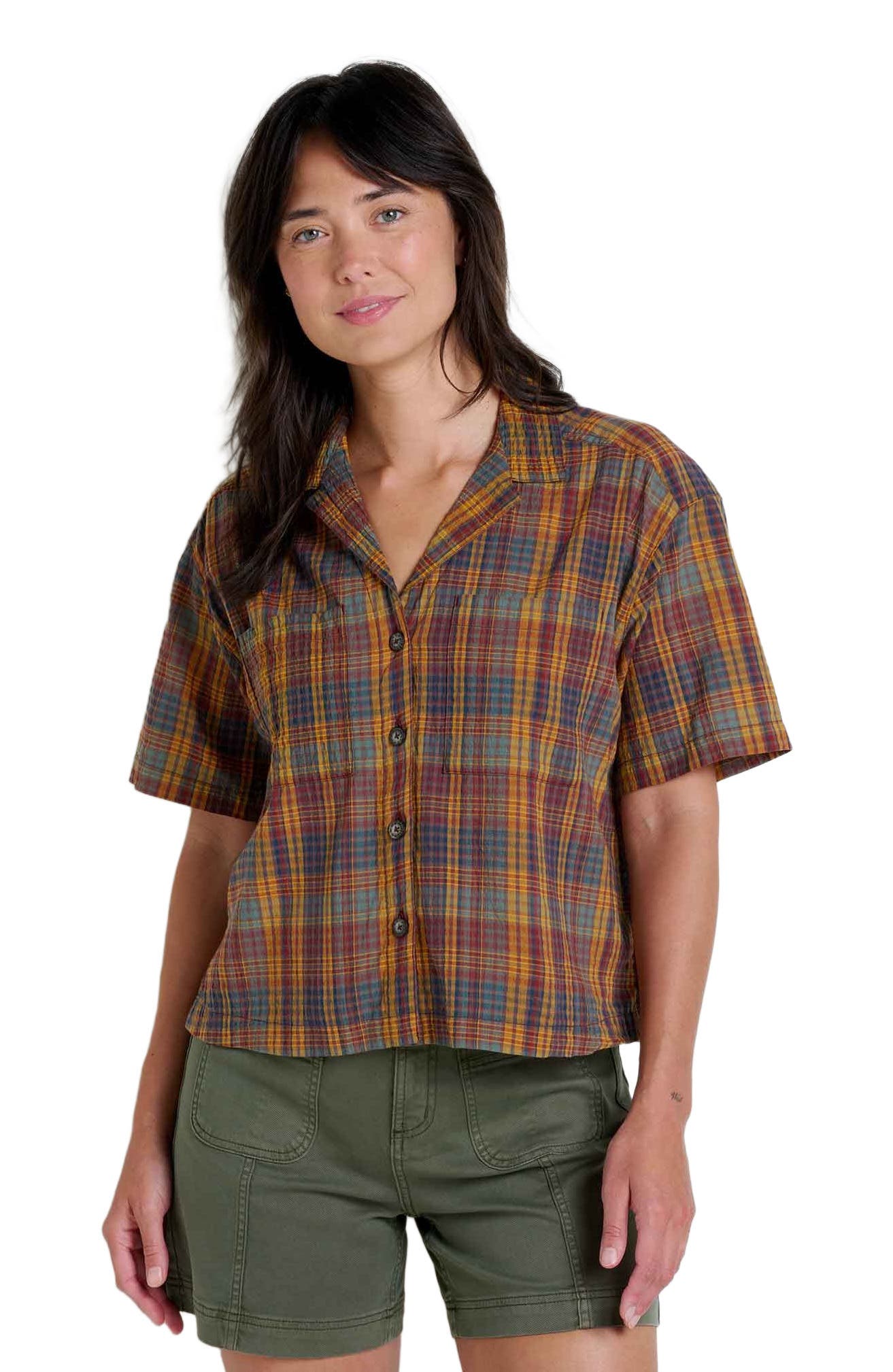 Toad & Co Women's Fletcher Short Sleeve Shirt in Manzanita Plaid 