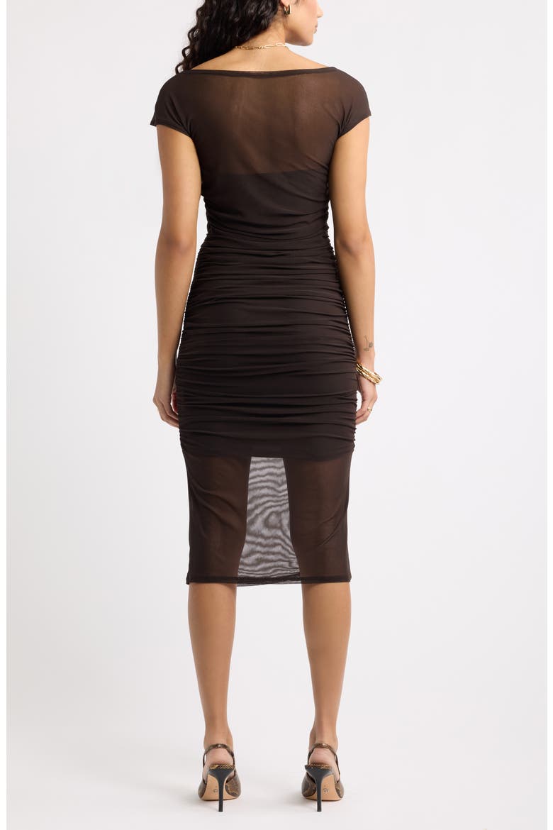 Sheer Mesh Midi Dress, Alternate, color, BROWN GANACHE