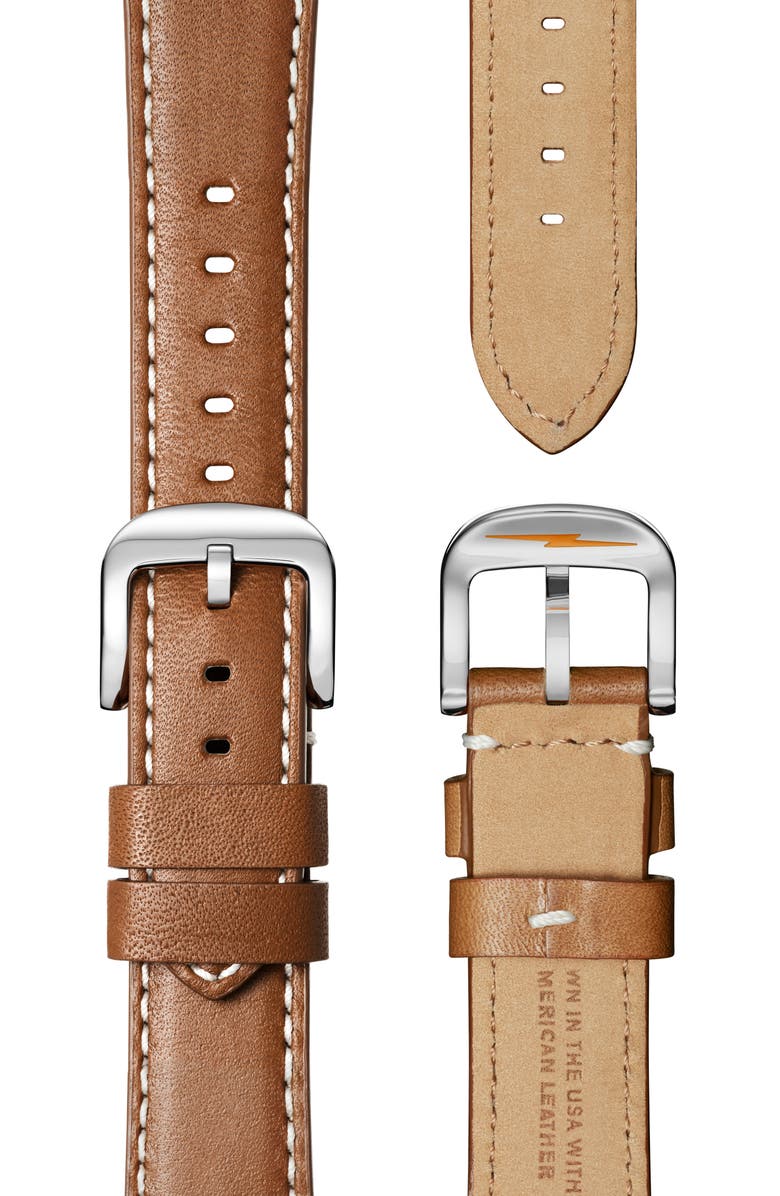 Shinola Runwell Leather Strap Watch, 36mm, Alternate, color, White