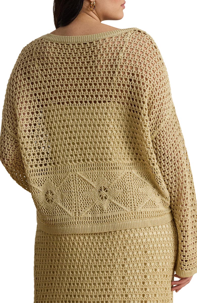 Lauren Ralph Lauren Astound Open Stitch Linen Blend Sweater, Alternate, color, Canyon Sand Brown