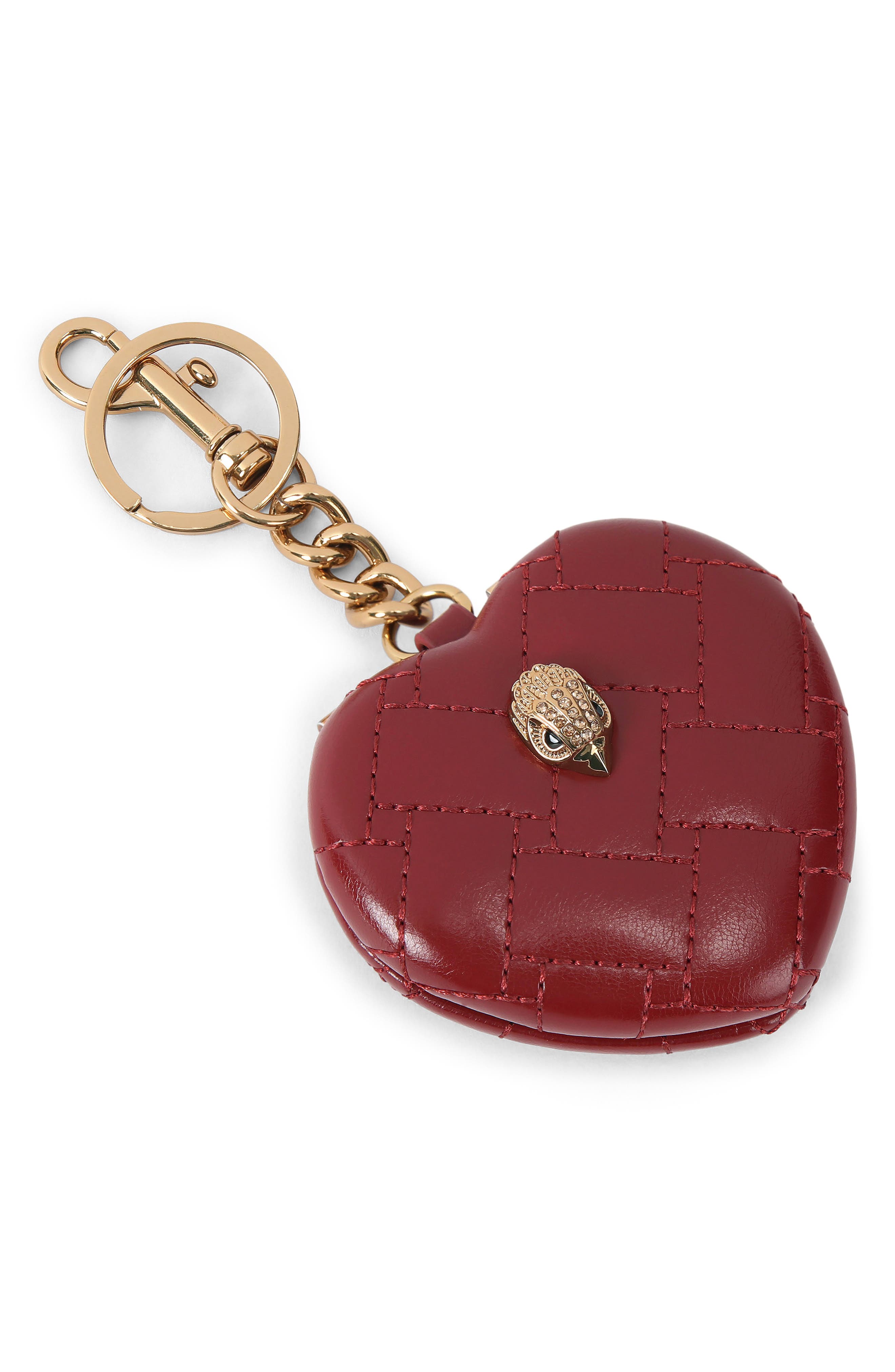 Kurt Geiger London Kensington Heart Mirror Bag Charm, Alternate, color, Red