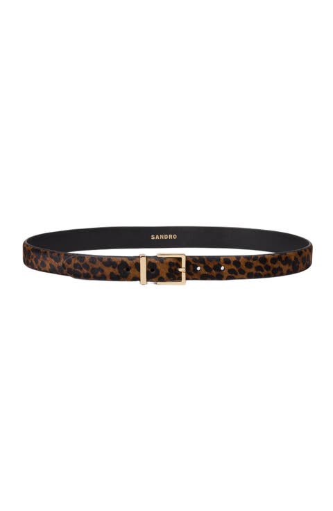 Pony effect leather belt