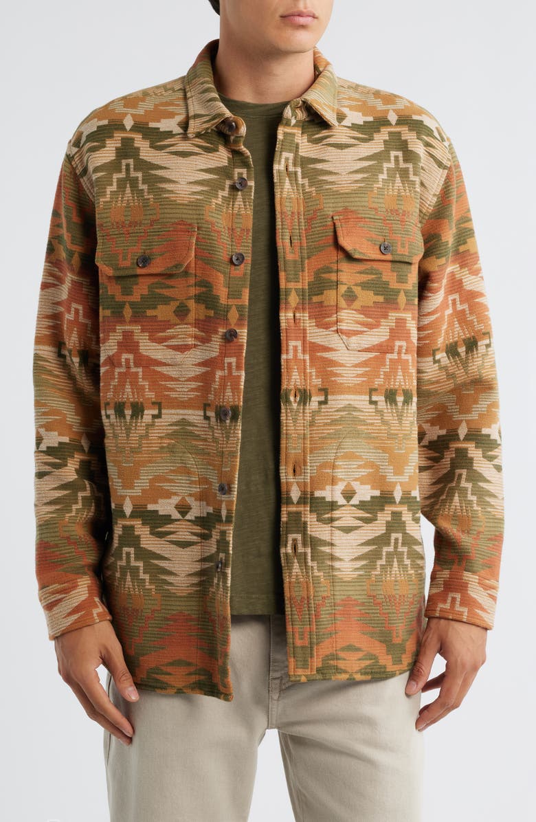 Pendleton Driftwood Stripe Chamois Button-Up Shirt, Main, color, Sedona Olive