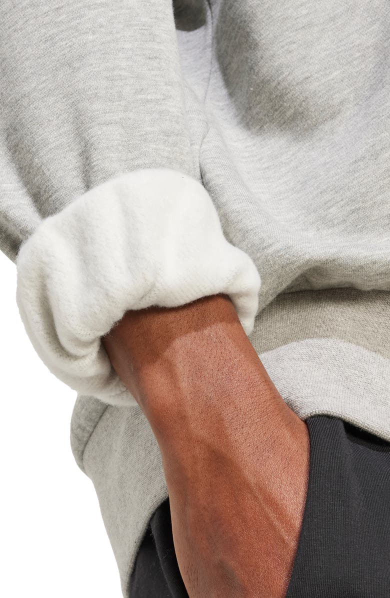 adidas Linear Logo Crewneck Sweatshirt, Alternate, color, Medium Grey Heather/ Black