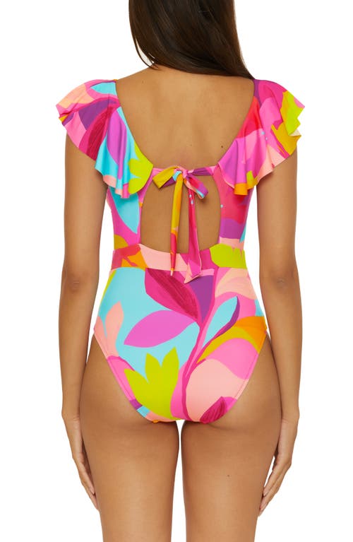 Trina Turk Lilleth Ruffle One-piece Swimsuit In Pink Multi