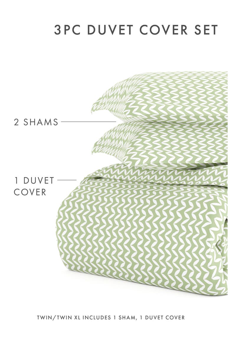 IENJOY HOME Premium Ultra Soft 3-Piece Puffed Chevron Print Duvet Cover Set, Alternate, color, SAGE