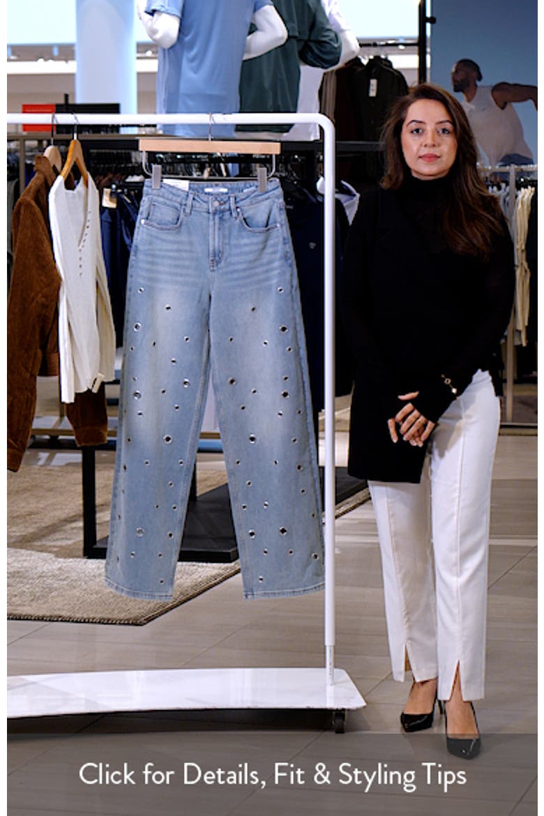Eyelet High Waist Straight Leg Jeans video