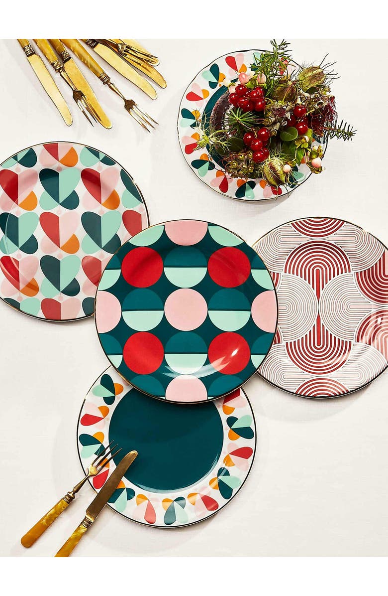 La DoubleJ Dessert Plates Set Of 2 Farfalle Ring Green, Alternate, color, Farfalle Ring Green