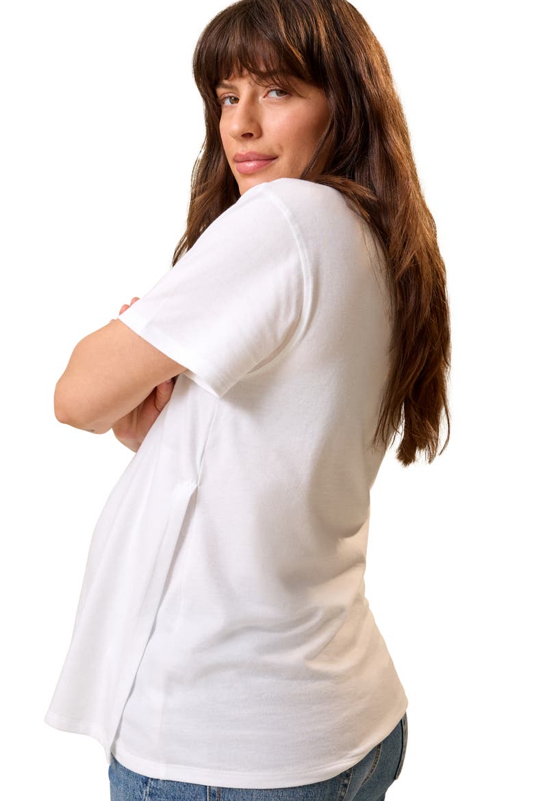 Relaxed Cotton Scoop Neck Maternity & Nursing Tee, Alternate, color, White