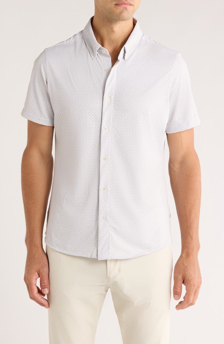 7 Diamonds Pryce Short Sleeve Stretch Button-Up Shirt, Main, color, Tan