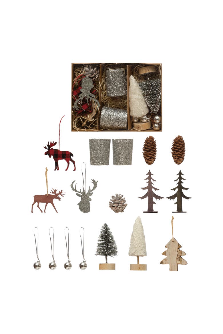 Candle Garden Kit with Votives, Ornaments, Pinecones, Set of 17, Main, color, Multicolor