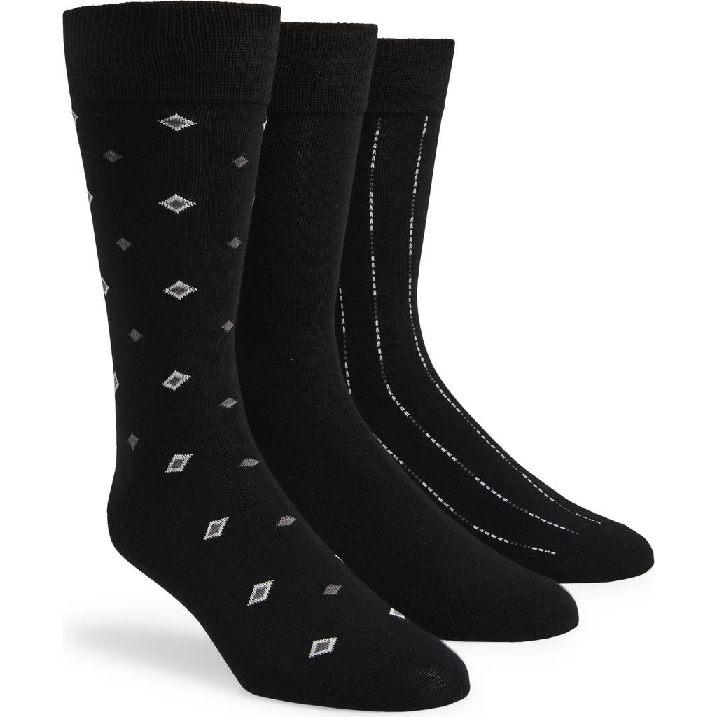 Cole Haan Assorted 3-pack Dress Socks In Black
