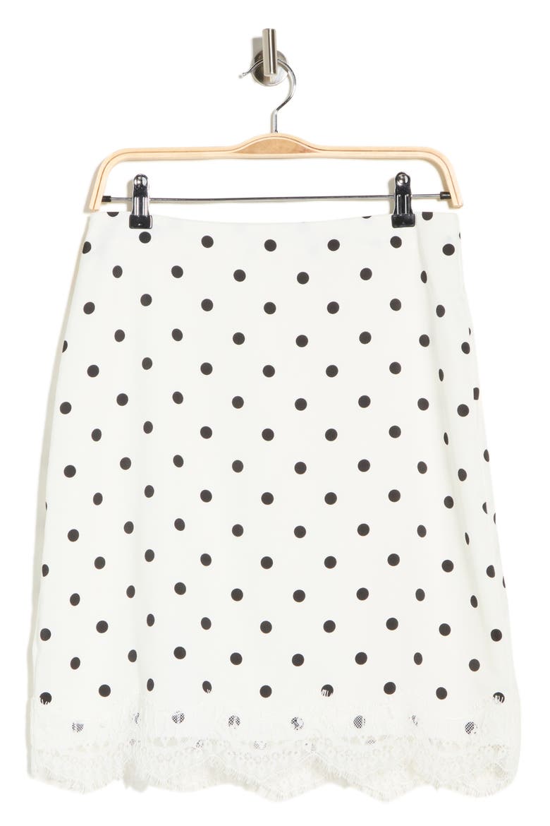Lace Trim Skirt, Alternate, color, IVORY POLKA DOT