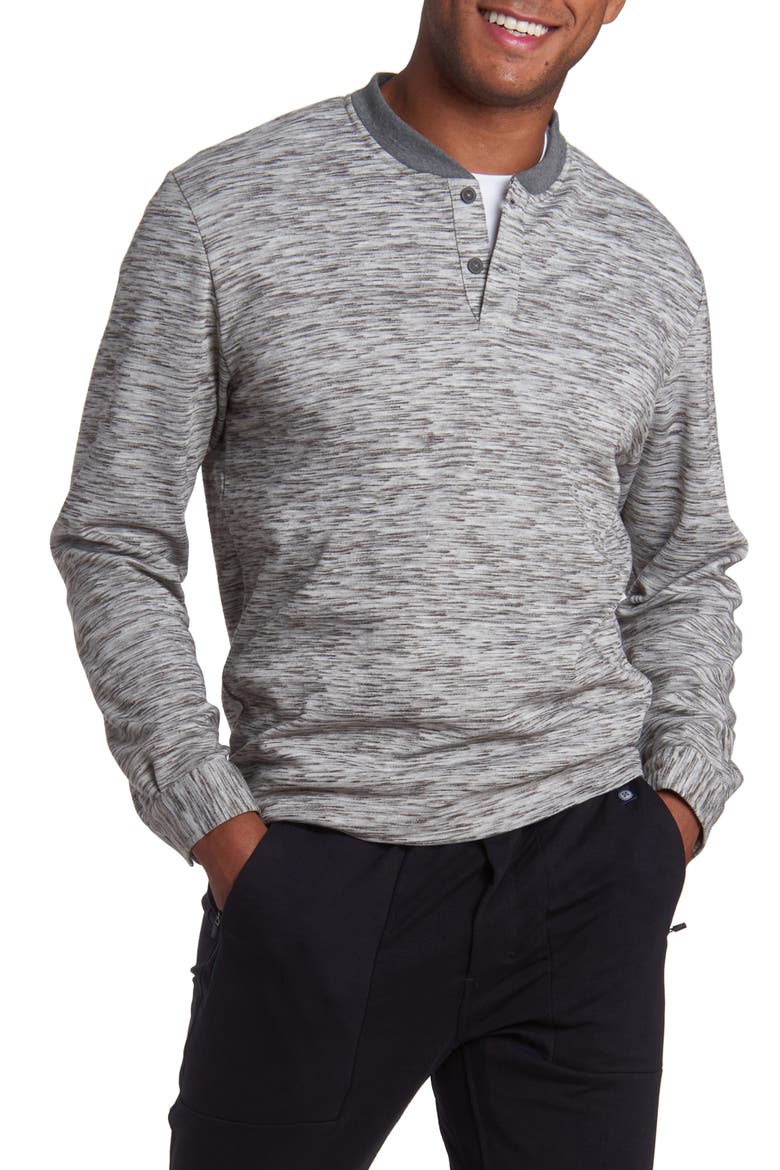 Heathered Henley Shirt, Main, color, GREY