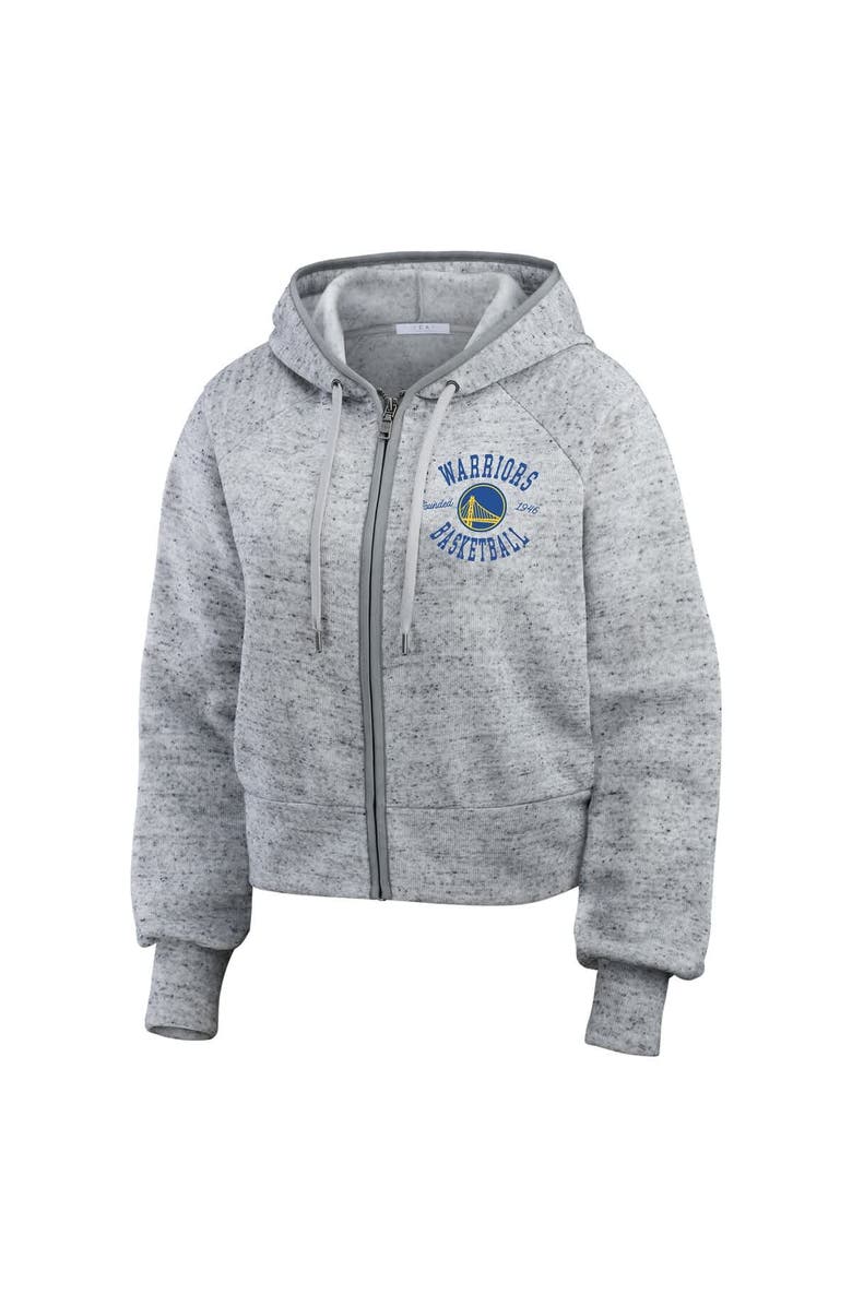 WEAR by Erin Andrews Women's WEAR by Erin Andrews Heather Gray Golden State Warriors Speckled Radiator Full-Zip Hoodie, Alternate, color, Heather Gray