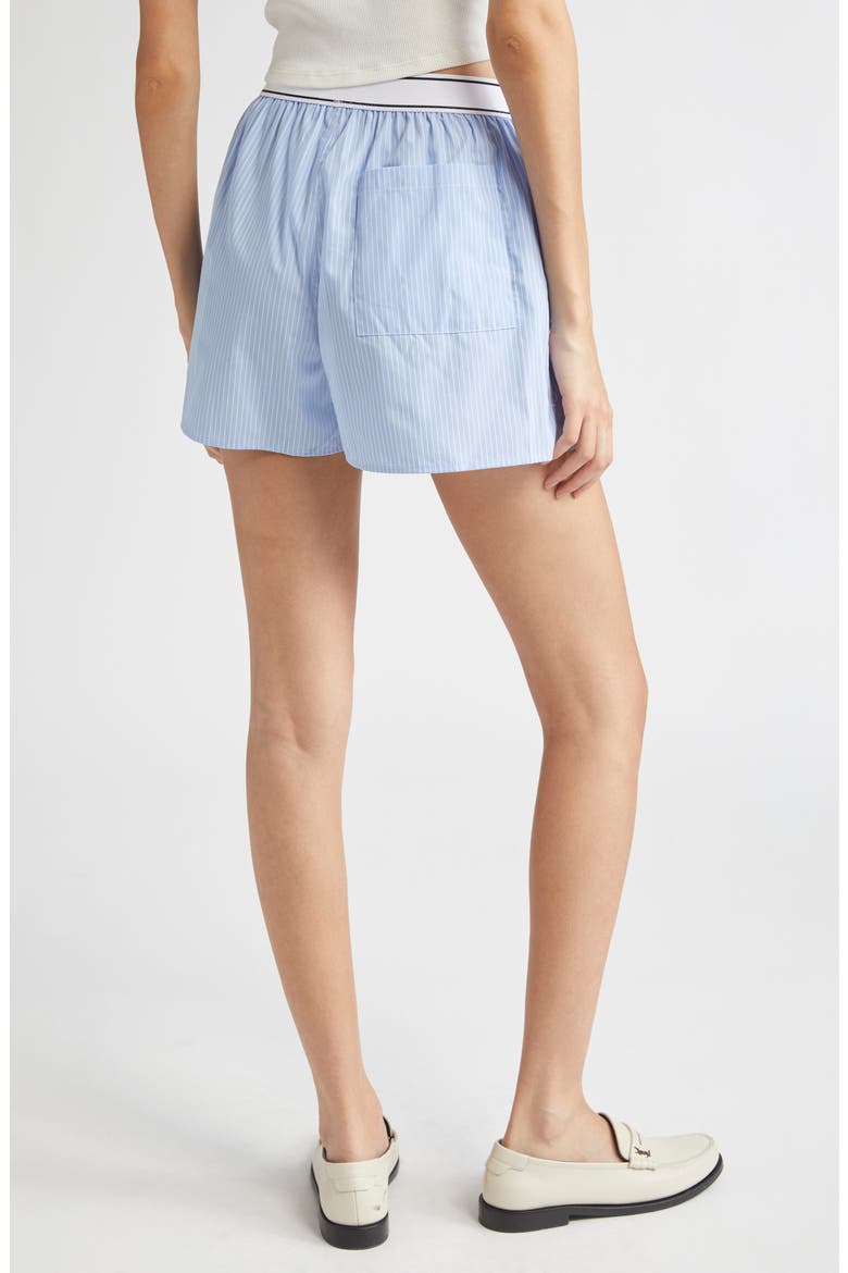 Serif Logo Cotton Boxer Shorts, Alternate, color, LIGHT BLUE STRIPED