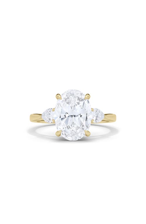 Hautecarat Oval & Pear Cut Lab Grown Diamond Ring In 2.00 Ctw 18k Yellow Gold