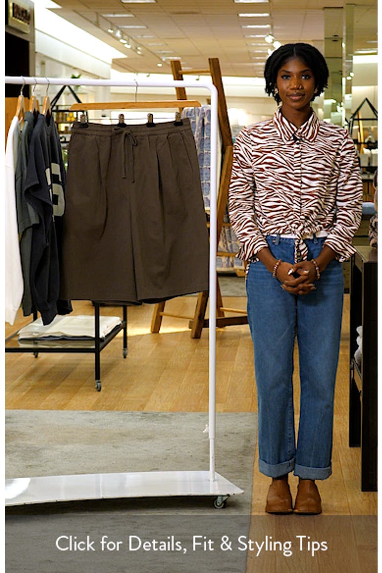 Pleat Front Relaxed Fit Drawstring Cotton Twill Shorts video
