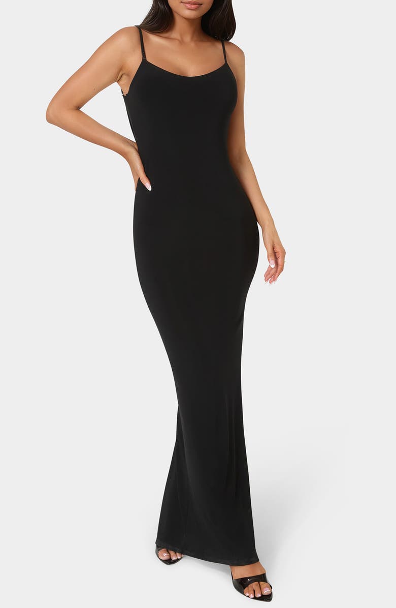 bebe Backless Maxi Dress, Main, color, 