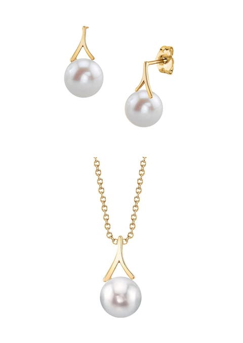 14K Akoya Pearl Lindsey Pendant & Earring Set