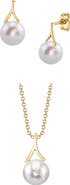 The Pearl Source 14K Akoya Pearl Lindsey Pendant & Earring Set