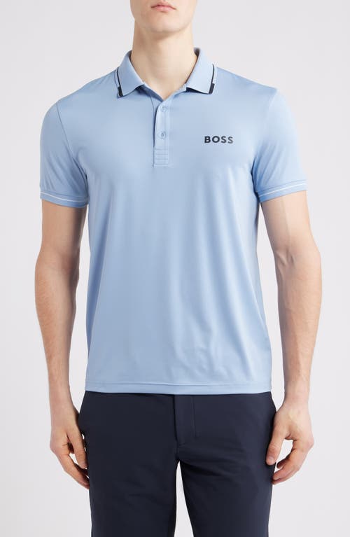 Shop Hugo Boss Boss Paul Pro Active Performance Polo In Open Blue