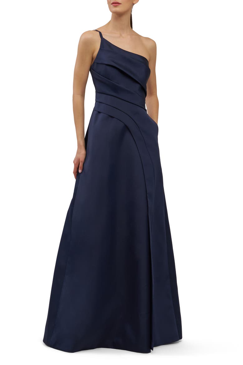 Jillian One-Shoulder Gown, Main, color, DARK MIDNIGHT