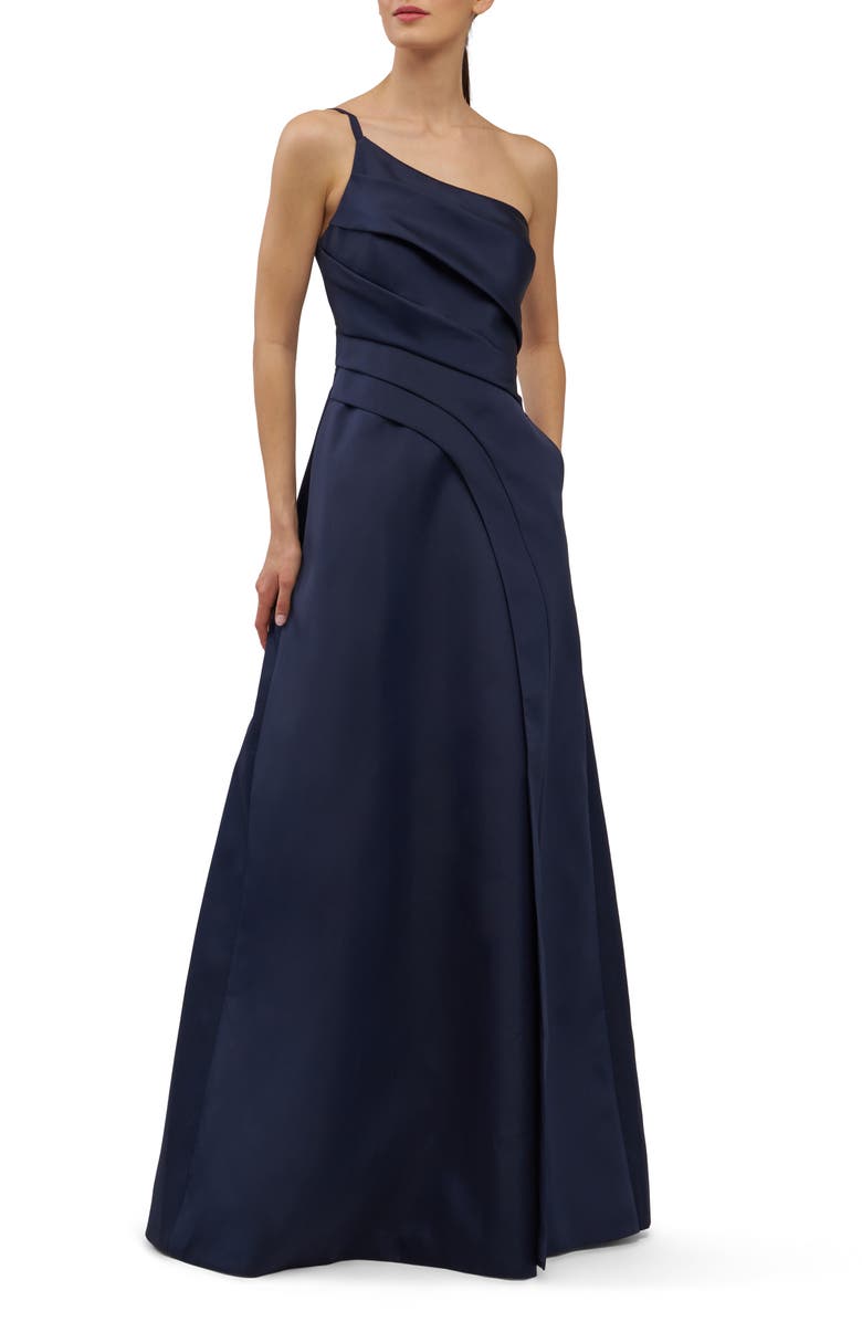 Kay Unger Jillian One-Shoulder Gown, Main, color, Dark Midnight