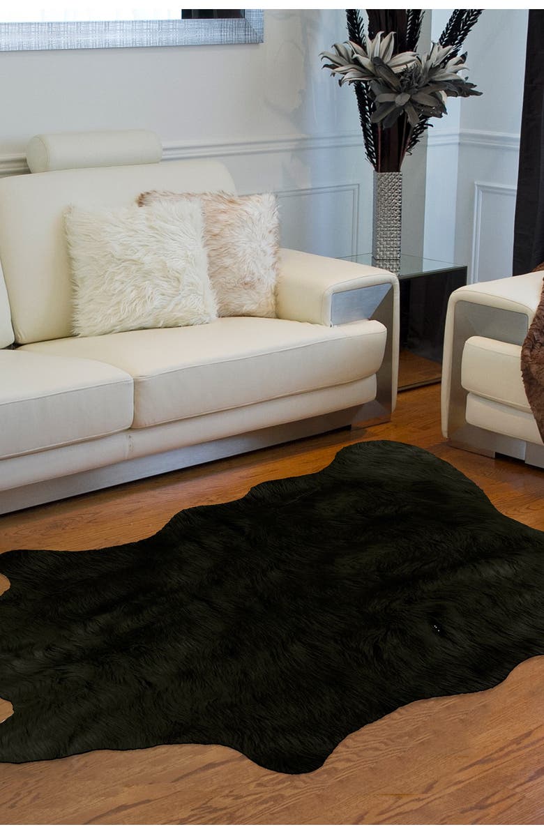 LUXE Faux Fur Throw 5.25' X 7.5' - Black, Alternate, color, Black