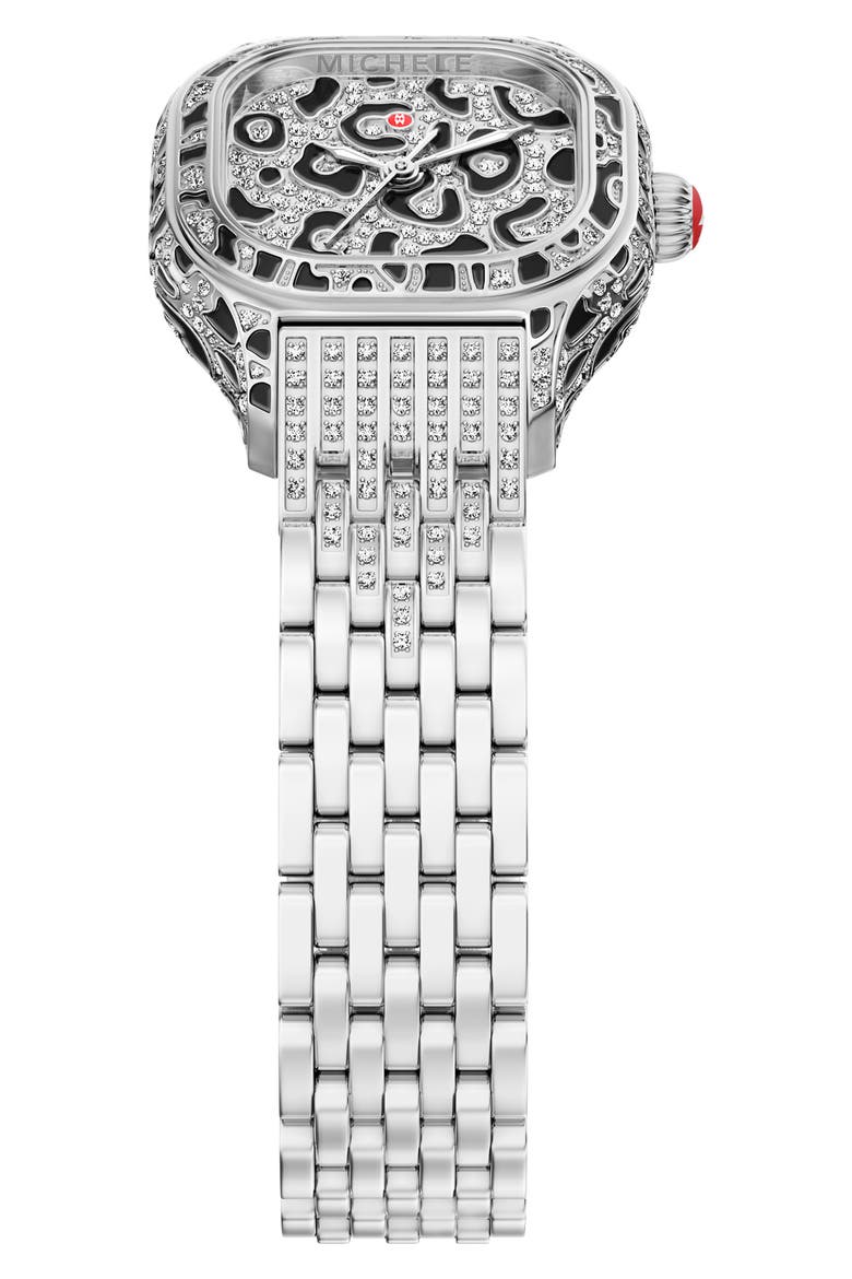 Mini Meggie Leopard Dial Diamond Bracelet Watch, 23mm x 25mm, Alternate, color, TWO TONE
