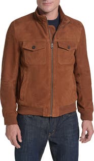Cole Haan Suede Bomber Leather Jacket