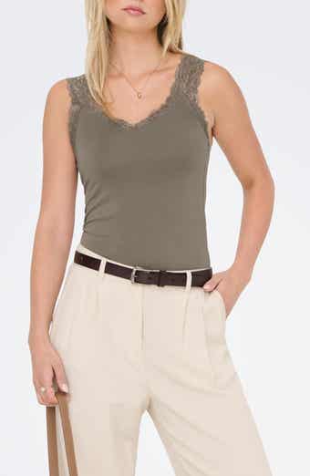 Only Free Lace Trim Sleeveless Top