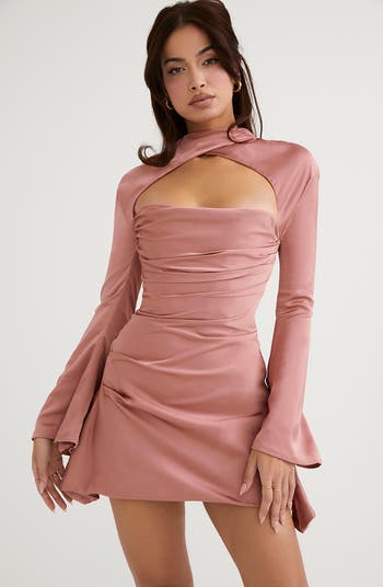 Toira Long Sleeve Satin Corset Minidress