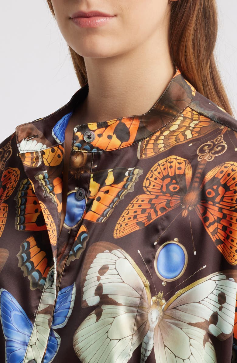 Dressed in Lala Mother Monarch Oversize Satin Button-Up Shirt & Wide Leg Pants Set, Alternate, color, Mother Monarch