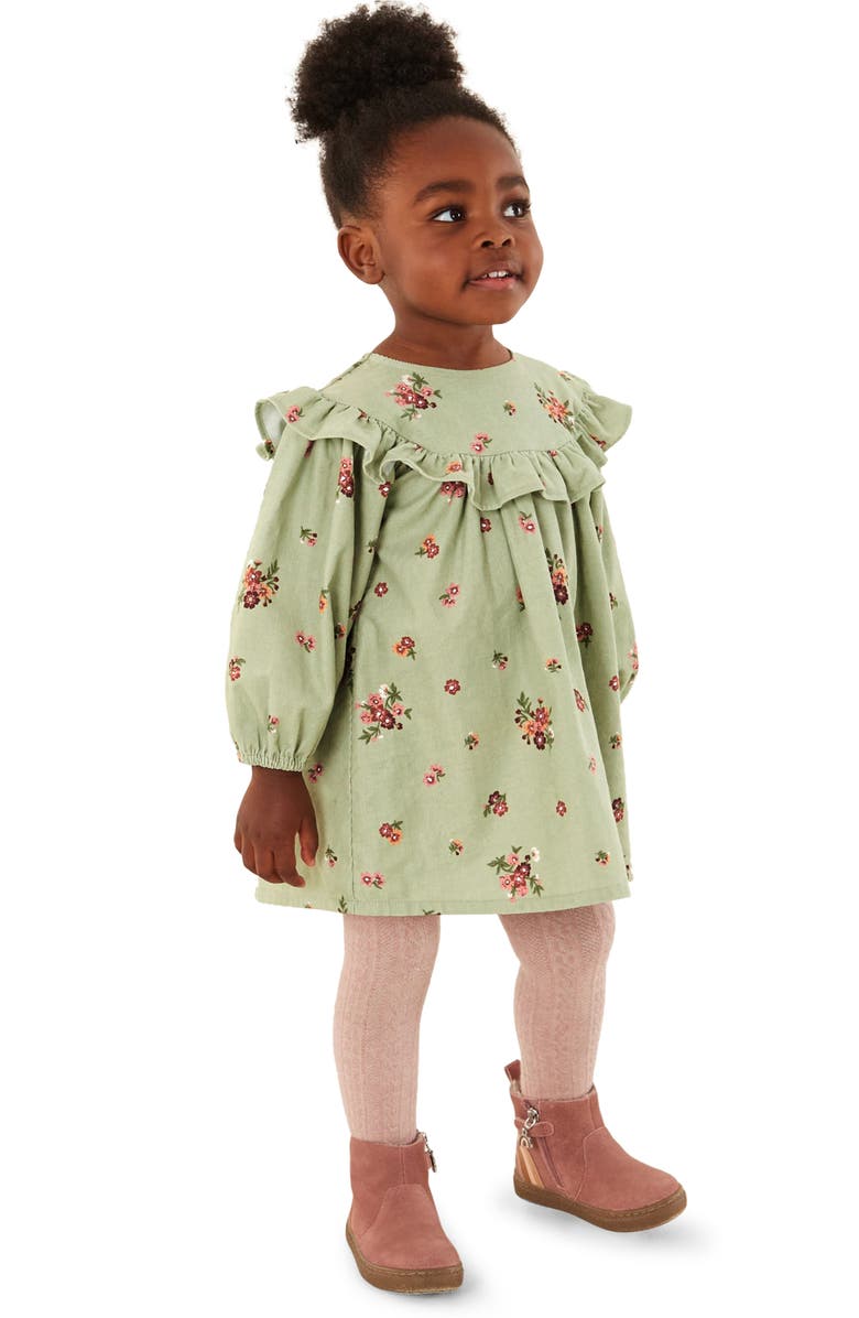 NEXT Kids' Ditsy Floral Long Sleeve Ruffle Corduroy Dress, Alternate, color,