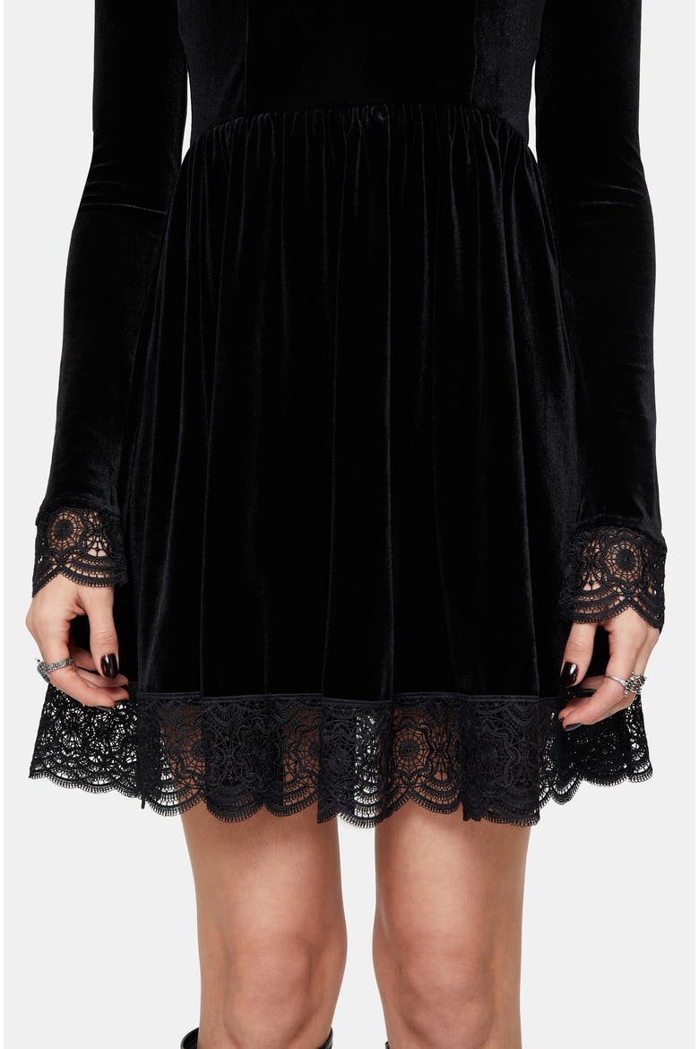 Orbweb Long Sleeve Velour Mini Dress, Alternate, color, Black