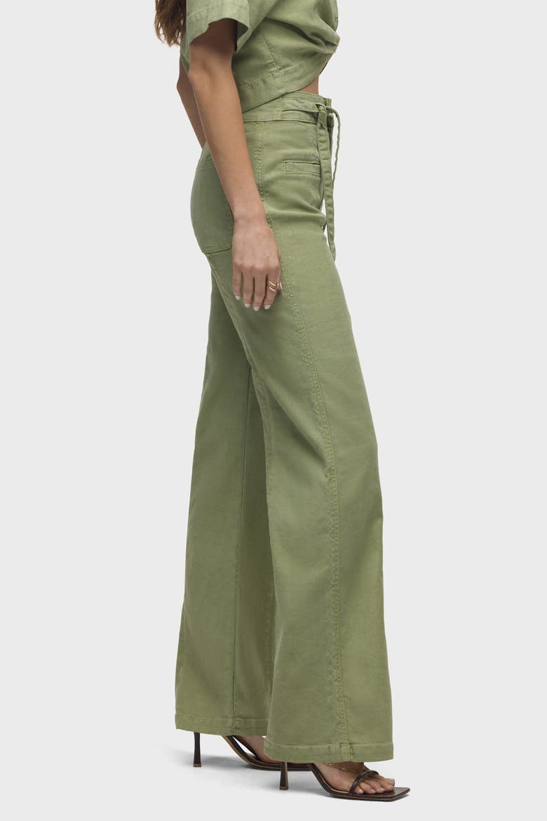 Tie Waist Pintucked Trouser Pant, Alternate, color, Sage