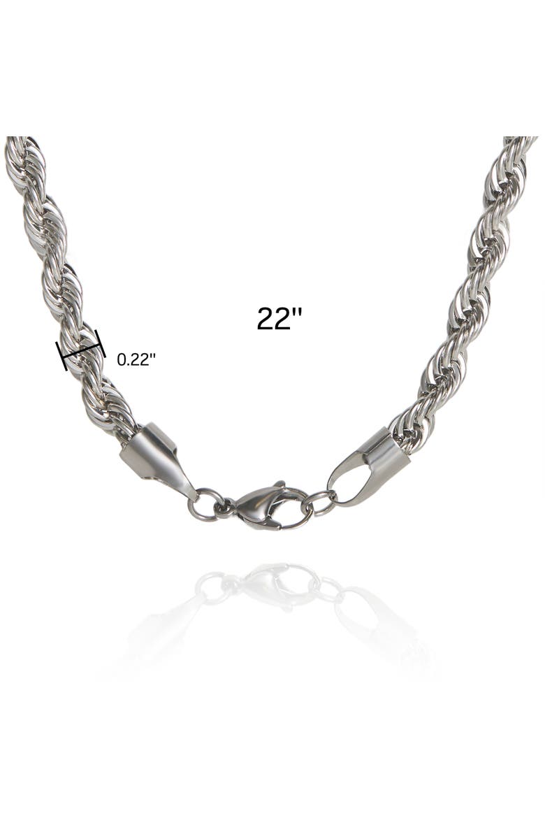 Stainless Steel Chain Necklace for Men, 22" Rope Chain, Alternate, color, Metallic Silver
