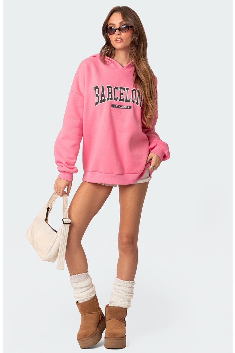 Barcelona Oversize Graphic Hoodie, Alternate, color, PINK