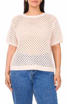 Vince Camuto Open Stitch Short Sleeve Sweater